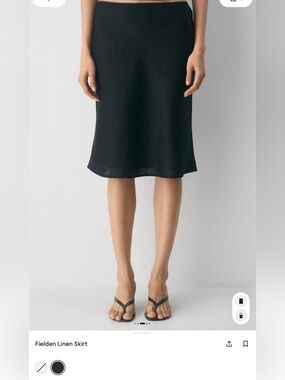 Aritzia Fielden Black Linen Midi Skirt